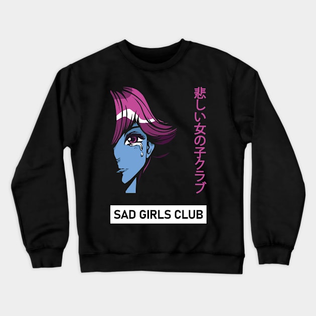 Sad Girls Club - Nu Goth Sad Girl Aesthetic Japan Crewneck Sweatshirt by wbdesignz